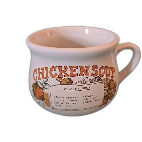 Vintage Chicken Soup Recipe Mug With Handle 1980 Pre-owned Collectible Nostalgic - Picture 1 of 3